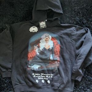 Hero Elite Black Graphic Hoodie with White-Haired Femme Illustration